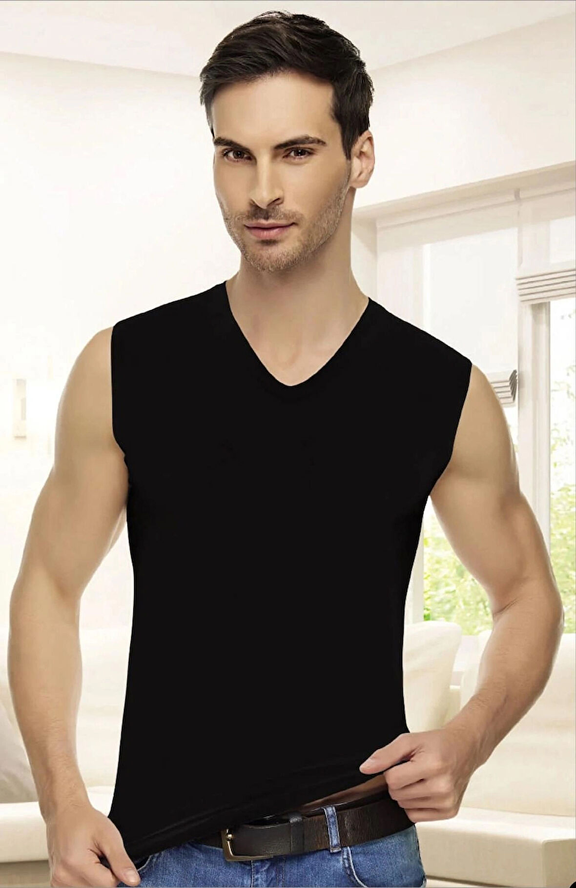 Tutku Elit 1305 V Yaka Sıfır Kol Erkek Atlet Body 2 Adet