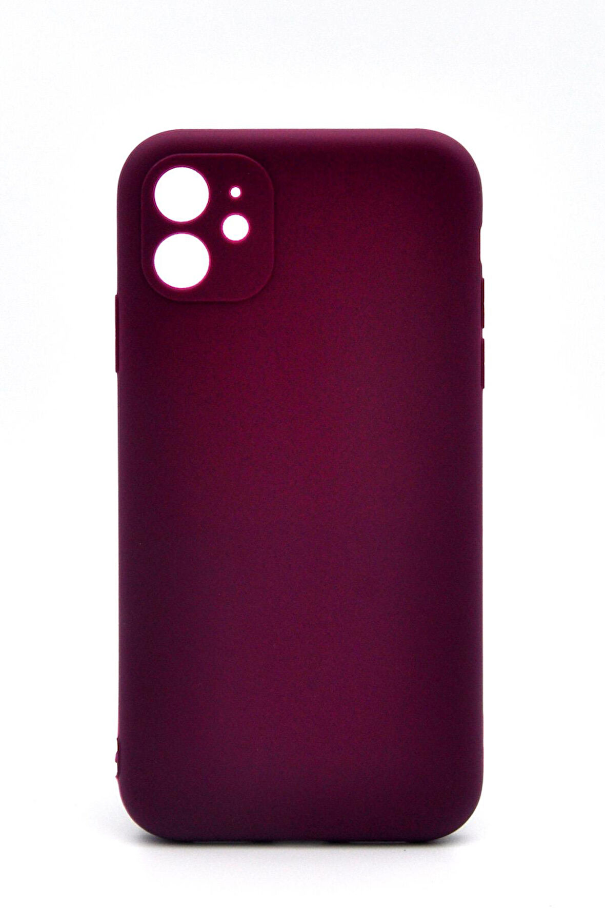 iPhone 11 Uyumlu Düz Renk Esnek Yumuşak Silikon Kılıf  Rubber Mürdüm