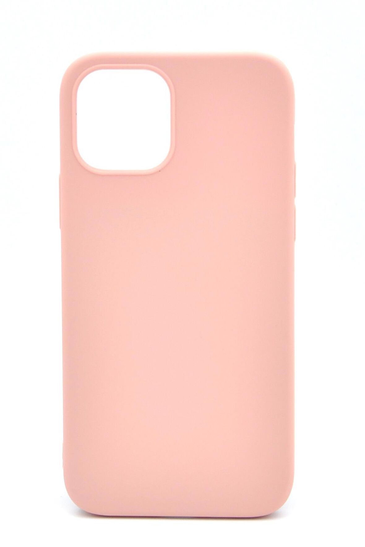 iPhone 12 Pro Uyumlu Düz Renk Esnek Yumuşak Silikon Kılıf  Rubber Pembe