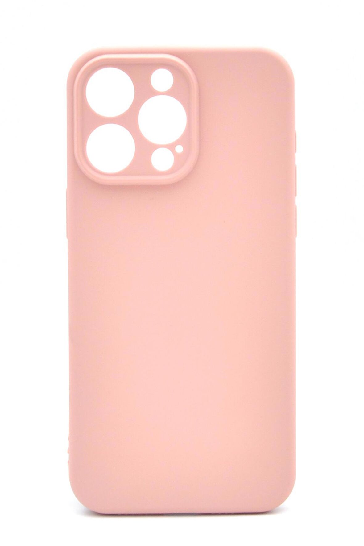 iPhone 14 Pro Max Uyumlu Düz Renk Esnek Yumuşak Silikon Kılıf  Rubber Pudra Pembe