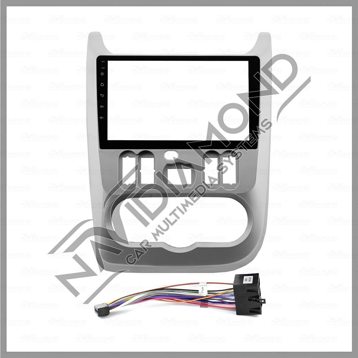 NAVIDIAMOND DACIA LOGAN GRİ 2011-2012 ANDROİD TEYP ÇERÇEVE (9 INCH) - SOKET - CANBUS