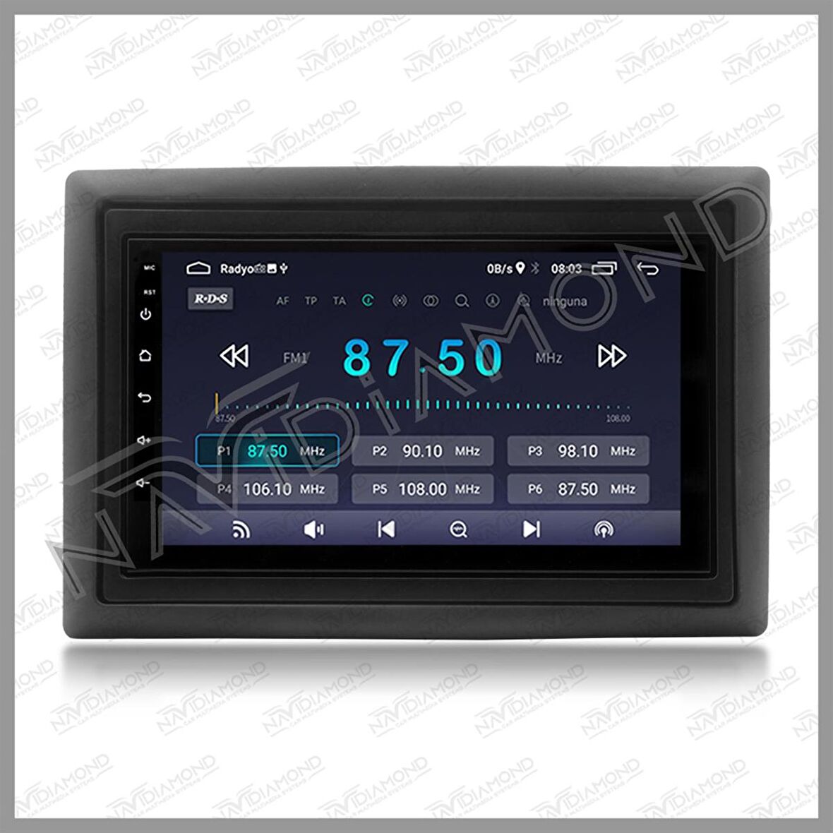 NAVIDIAMOND RENAULT MEGANE 2 MX72S 7 INCH 2 GB RAM 32 GB HAFIZA ANDROID 12 MULTIMEDIA ANDROID DOUBLE TEYP