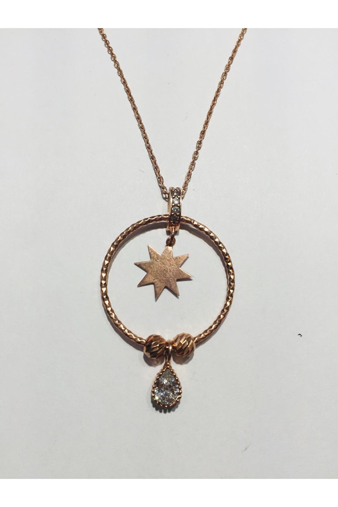 925 GÜMÜŞ KADIN KOLYE ROSE ALTIN GOLD 