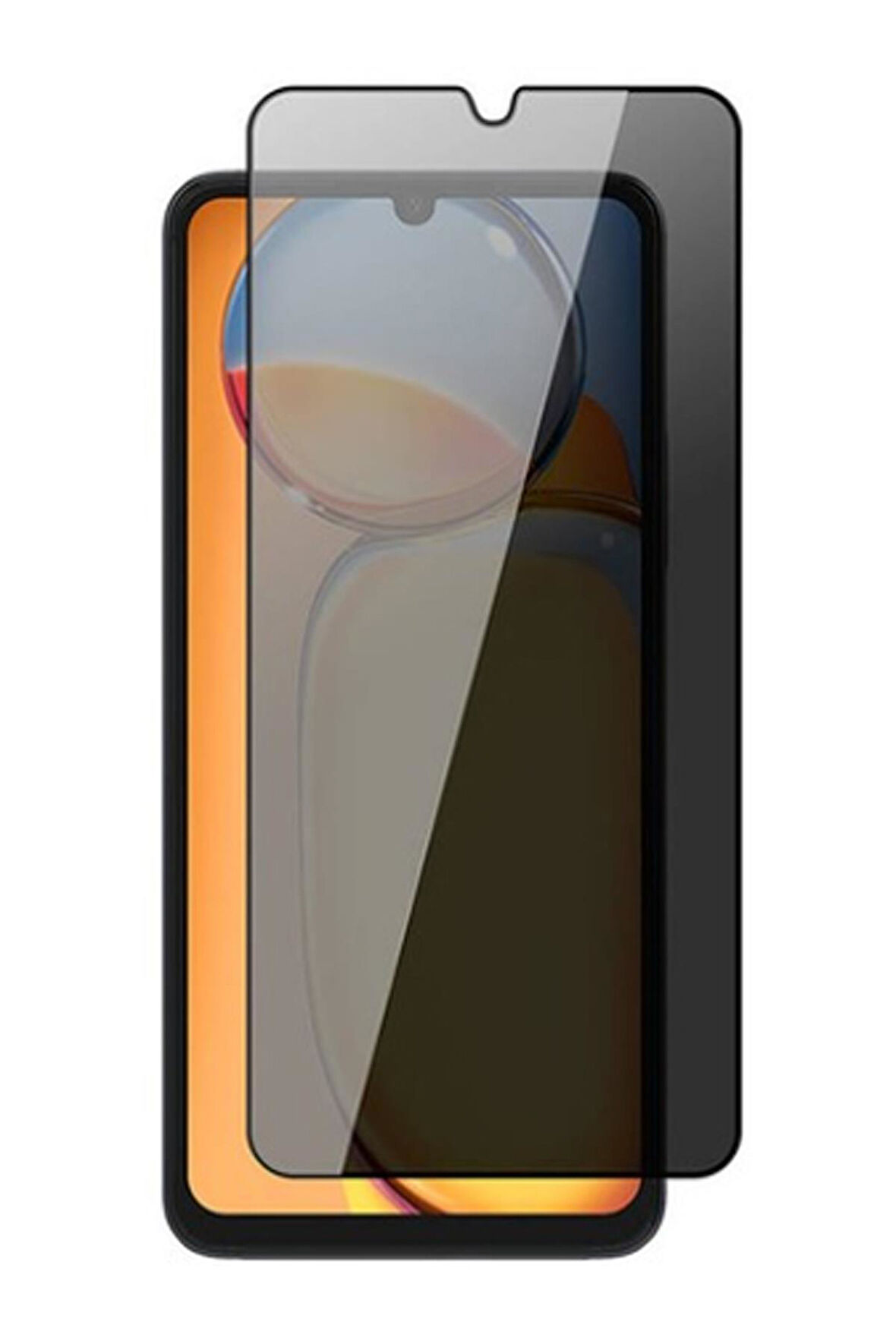 Xiaomi Redmi 13C Uyumlu Tam Kaplayan Hayalet Cam Siyah Karartma Ekran Koruyucu Cam Anti-Static Özellikli Siyah Çerçeveli