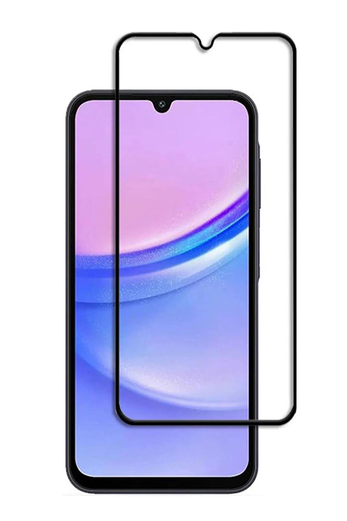 Samsung Galaxy A15 Uyumlu Tam Kaplayan Premium Ekran Koruyucu Cam Anti-Static Özellikli Siyah Çerçeveli