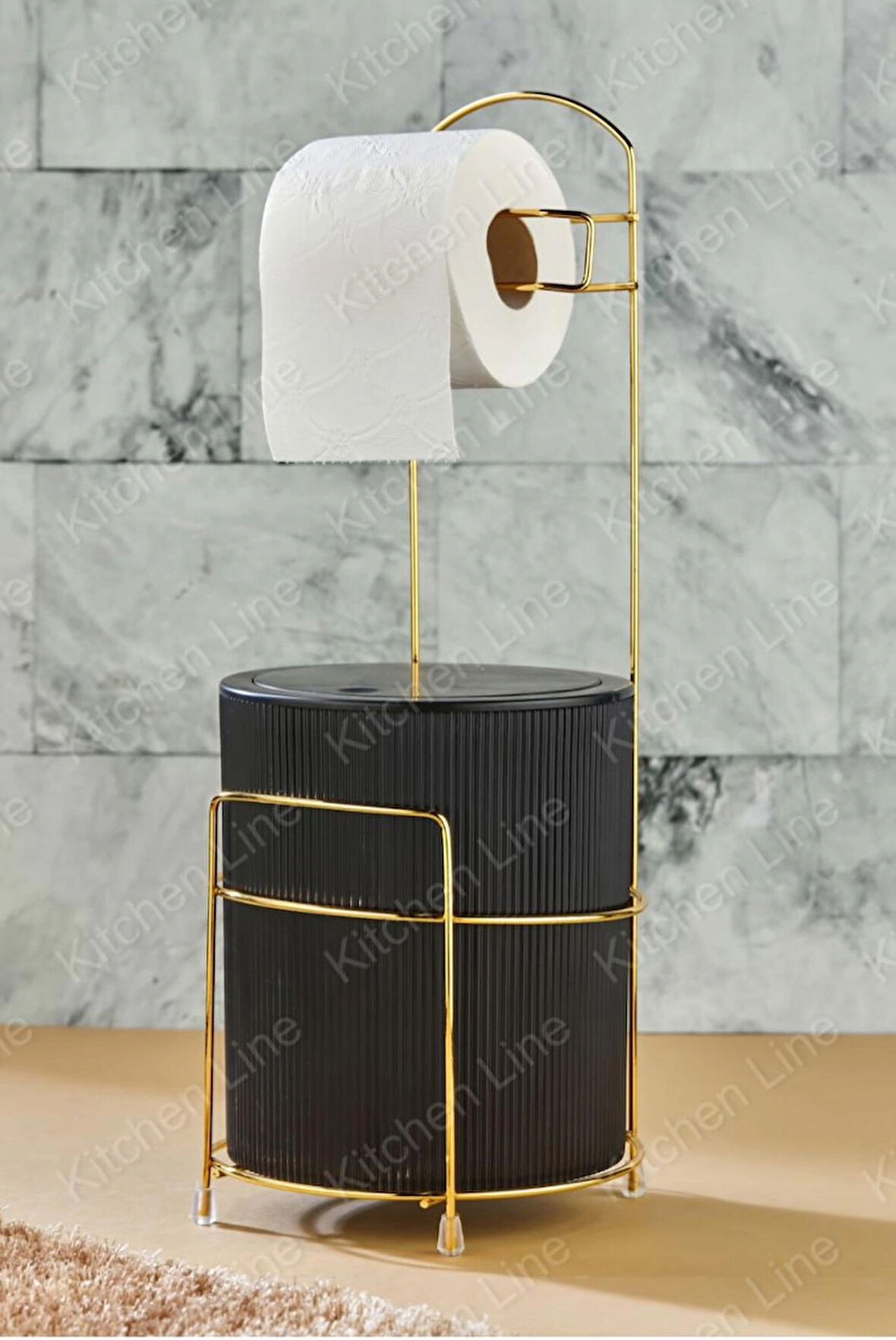 GOLD DEMİRLİ BANYO TUVALET ÇÖP KOVASI ÖZEL TASARIM 