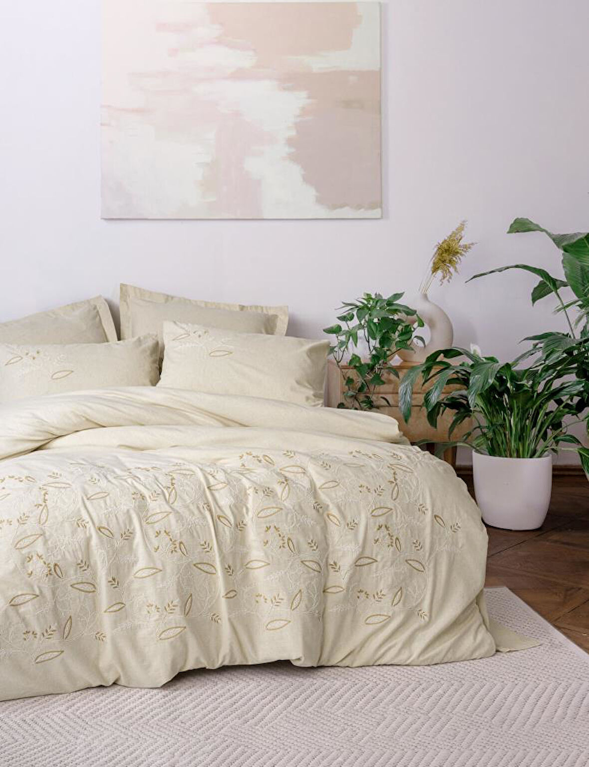 Cotton Keten Çift Kişilik Nev Takımı Lapelis