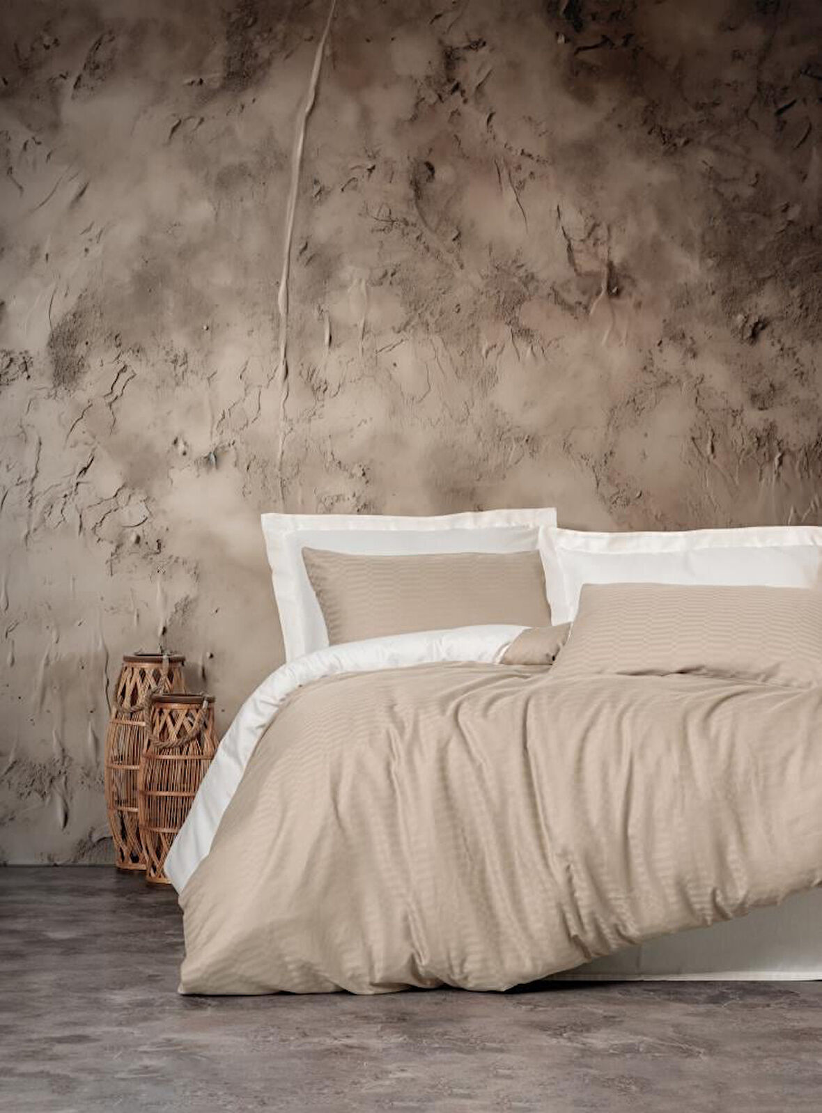 Çift Kişilik Smart Bambu Saten Nev Takımı Bej