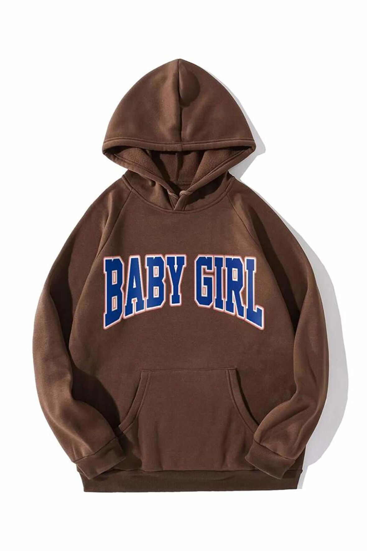 Unisex Baby Girl Baskılı Kahverengi Oversize Kapüşonlu Sweatshirt