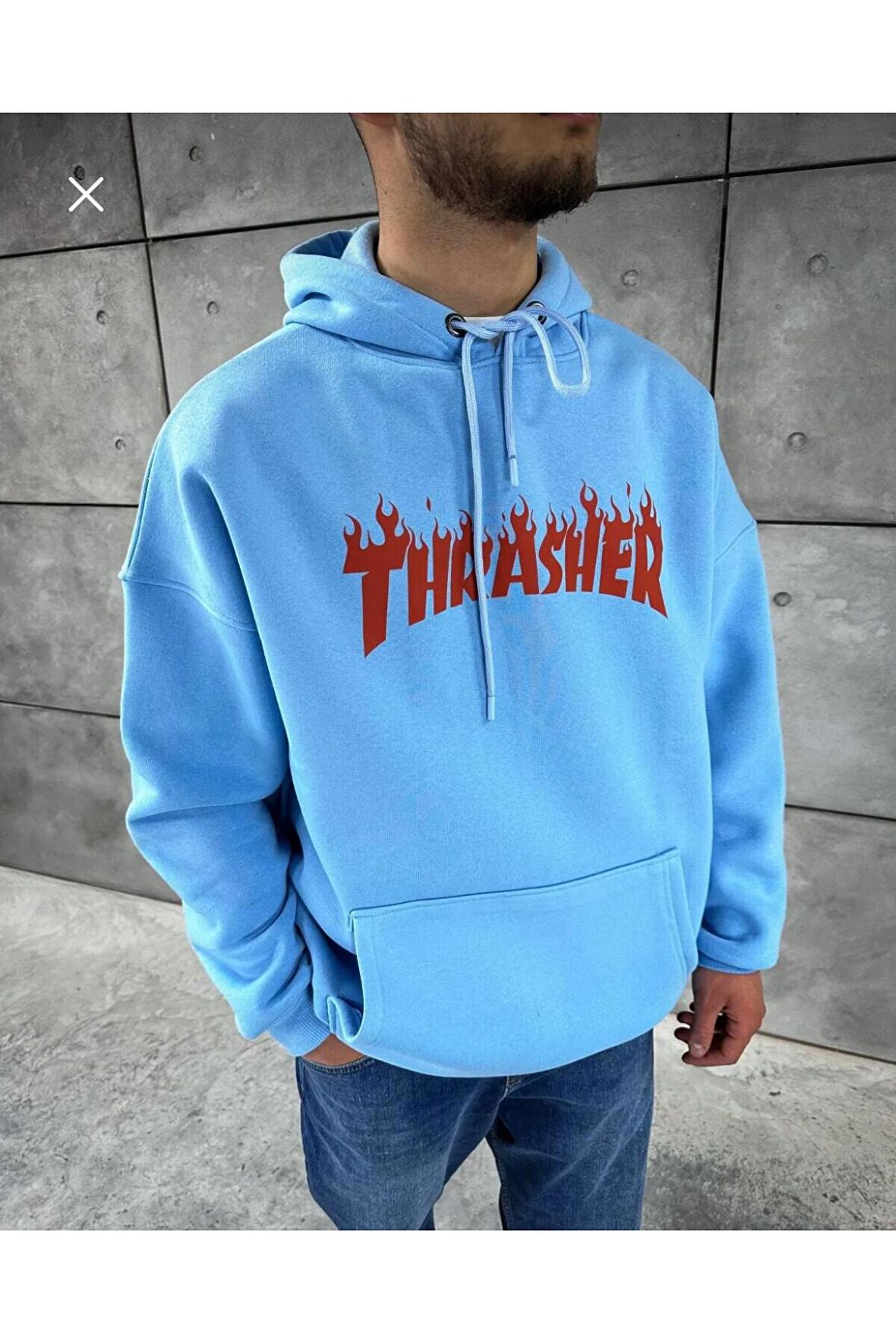 Unisex Trasher Baskılı Oversize Sweatshirt