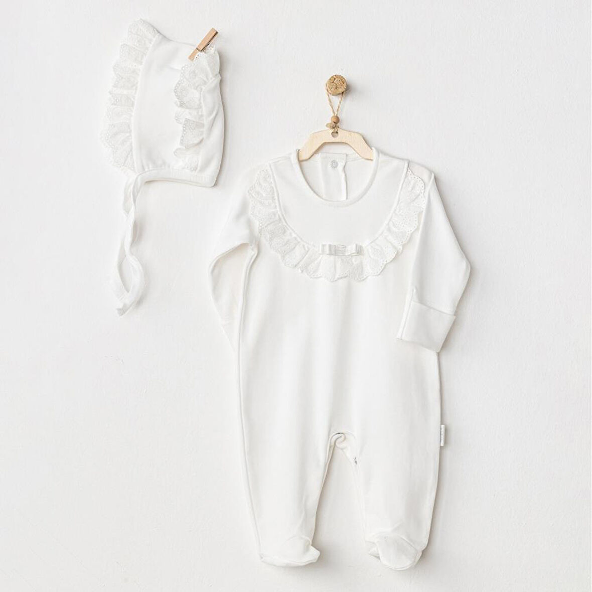 AC24504 Petit Love Bebek Tulum Takım Ekru