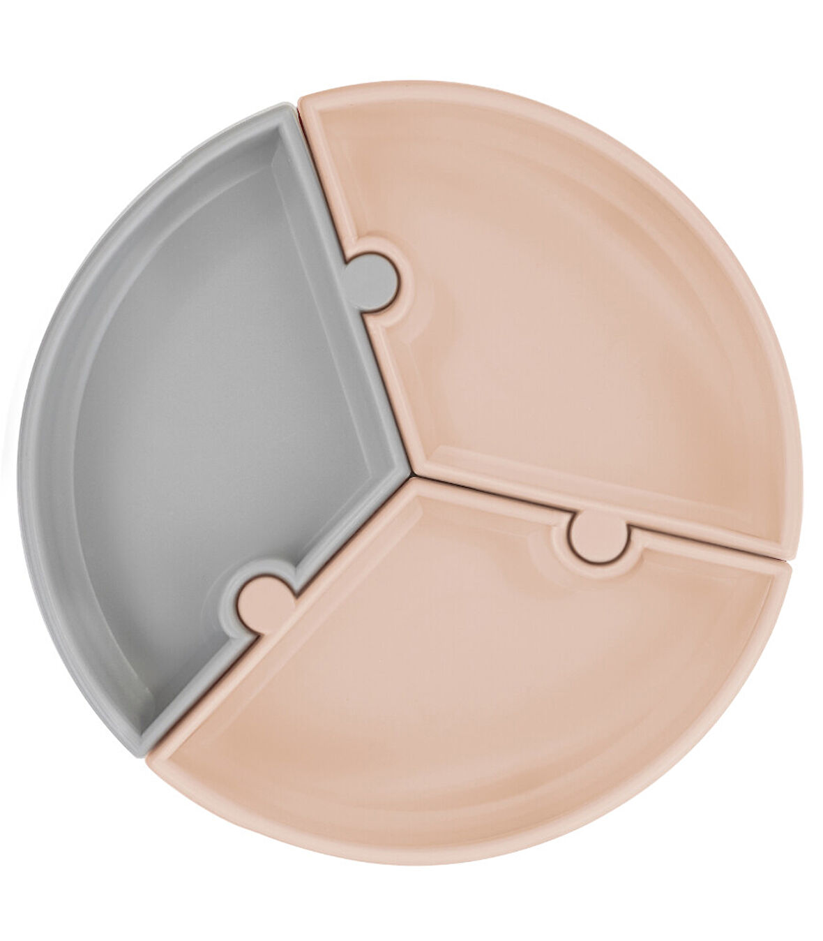 Puzzle Vakum Tabanlı Silikon Tabak Bubble Beige / Powder Grey