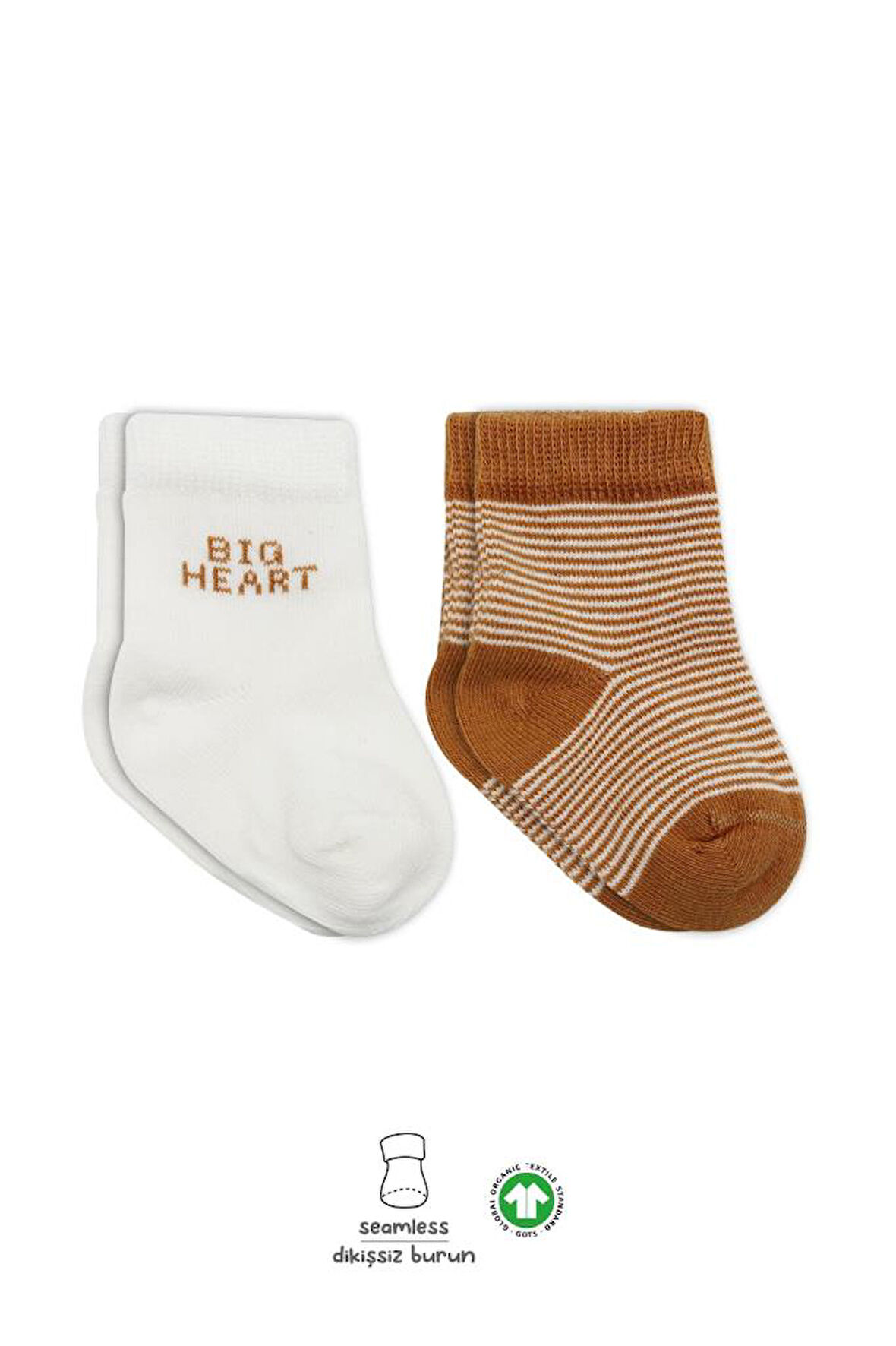 Nessiworld Bistyle Big Heart Penye Soket Çorap 2'Li BS10117 Hardal