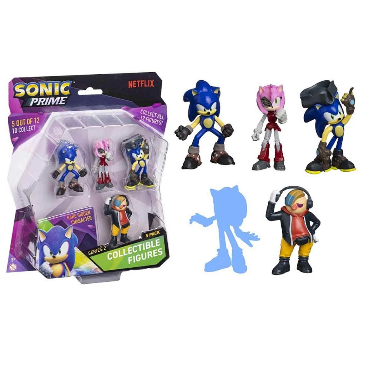 Nessiworld Sonic Prime 5 li Figür Seti S2 Kulaklıklı Doktor Don'T