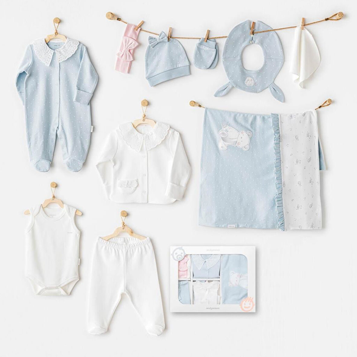 Nessiworld Andywawa AC25651 Cuddly Bunny Bear 10'Lu Hastane Çıkışı Pink Blue