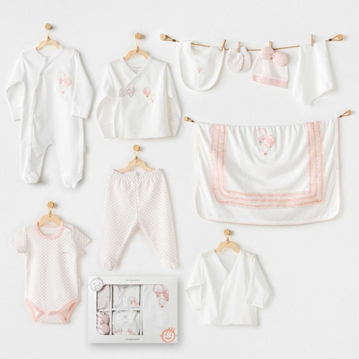 Nessiworld Andywawa AC25551 Newborn Set Pınk Baloons 10'Lu Hastane Çıkışı Ekru