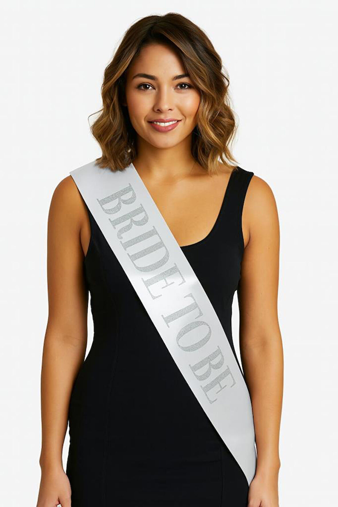 Nessiworld Beyaz Saten Üzerine Kalın Gümüş Yazılı Bride To Be Kuşağı