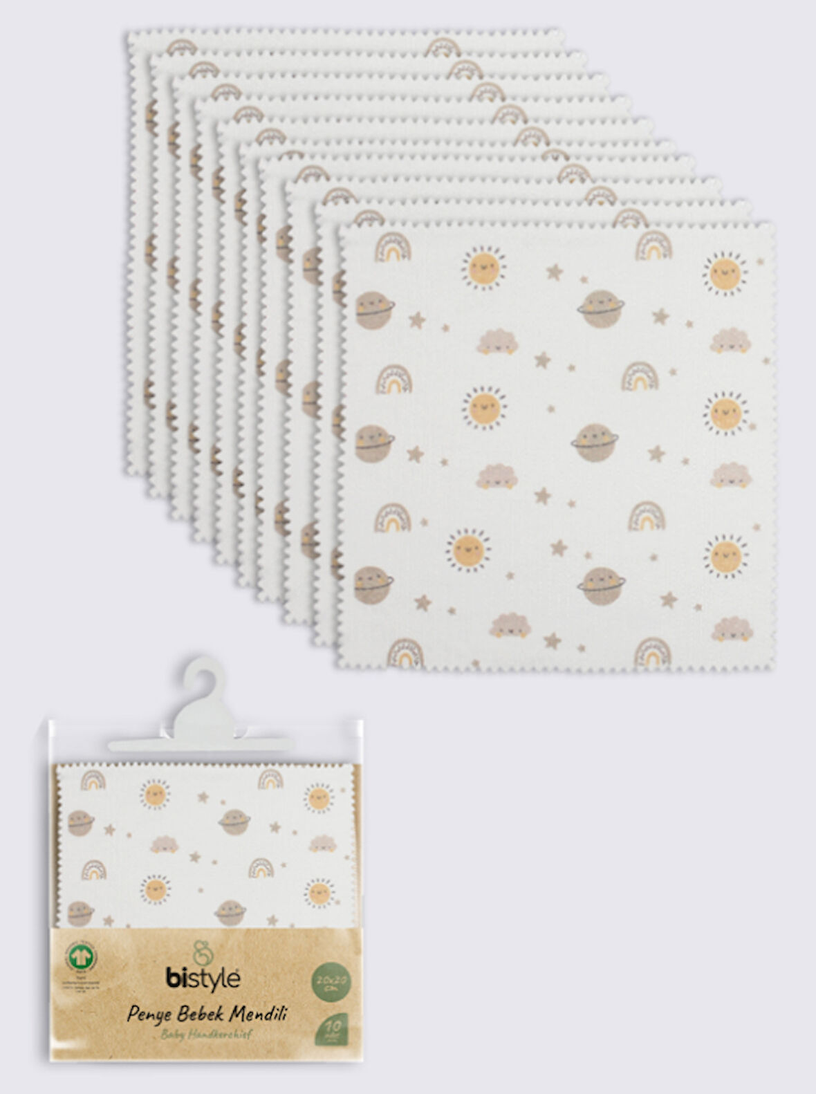 Bistyle Planet 20x20 10'Lu Penye Mendil 90164 Ekru