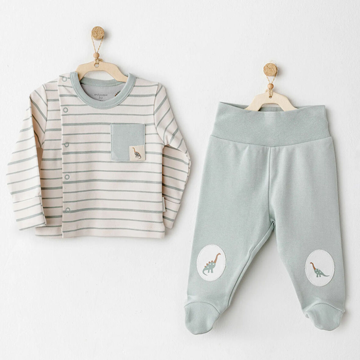 Andywawa AC26009 Mummy S Snuggle Saurus 2'li Zıbın Takım Green