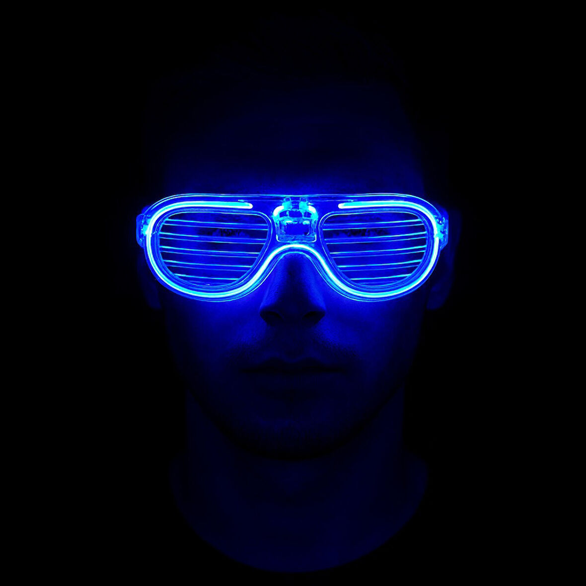 Nessiworld Mavi Led Işıklı Parti Gözlüğü - Neon Glow Şerit Gözlük 3 Modlu