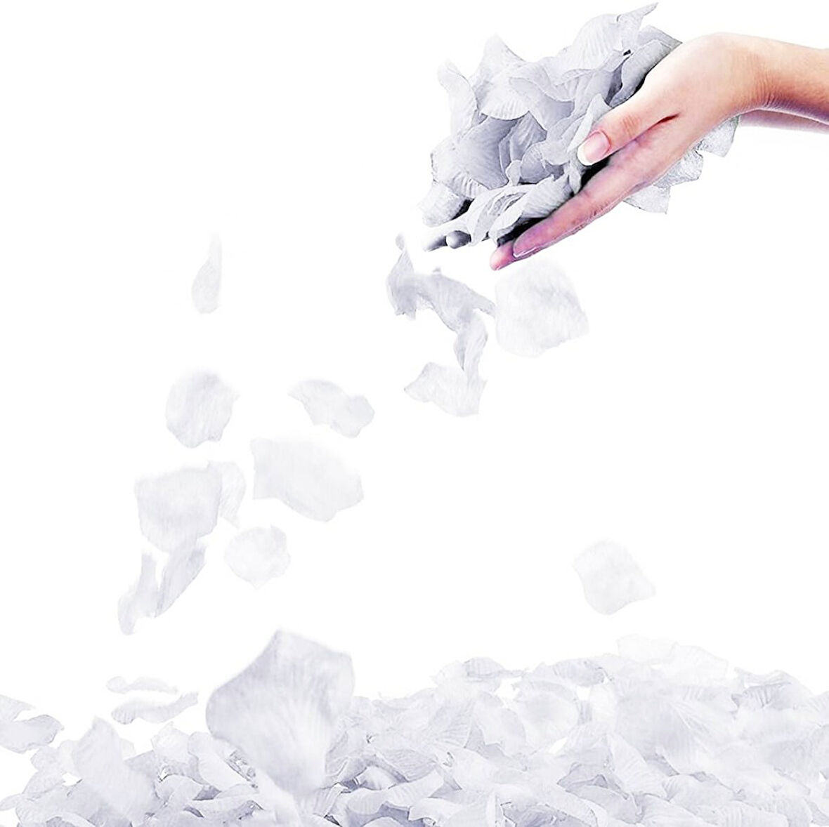 Beyaz Renk Gül Yaprağı Şekilli Konfeti 5 Paket 500 Adet