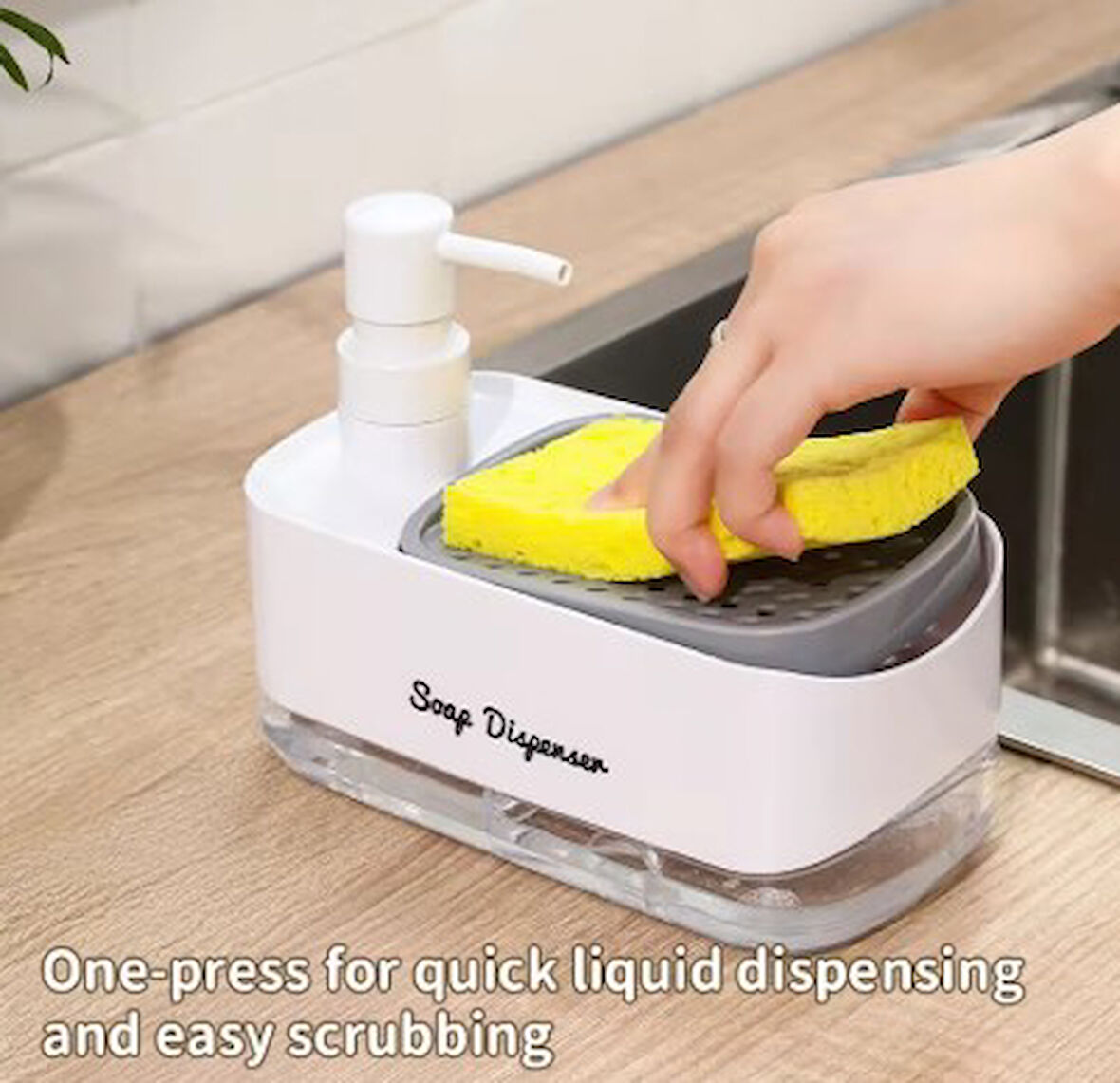 Çift Hazneli Sıvı Sabunluk ve Süngerlik Hazneli