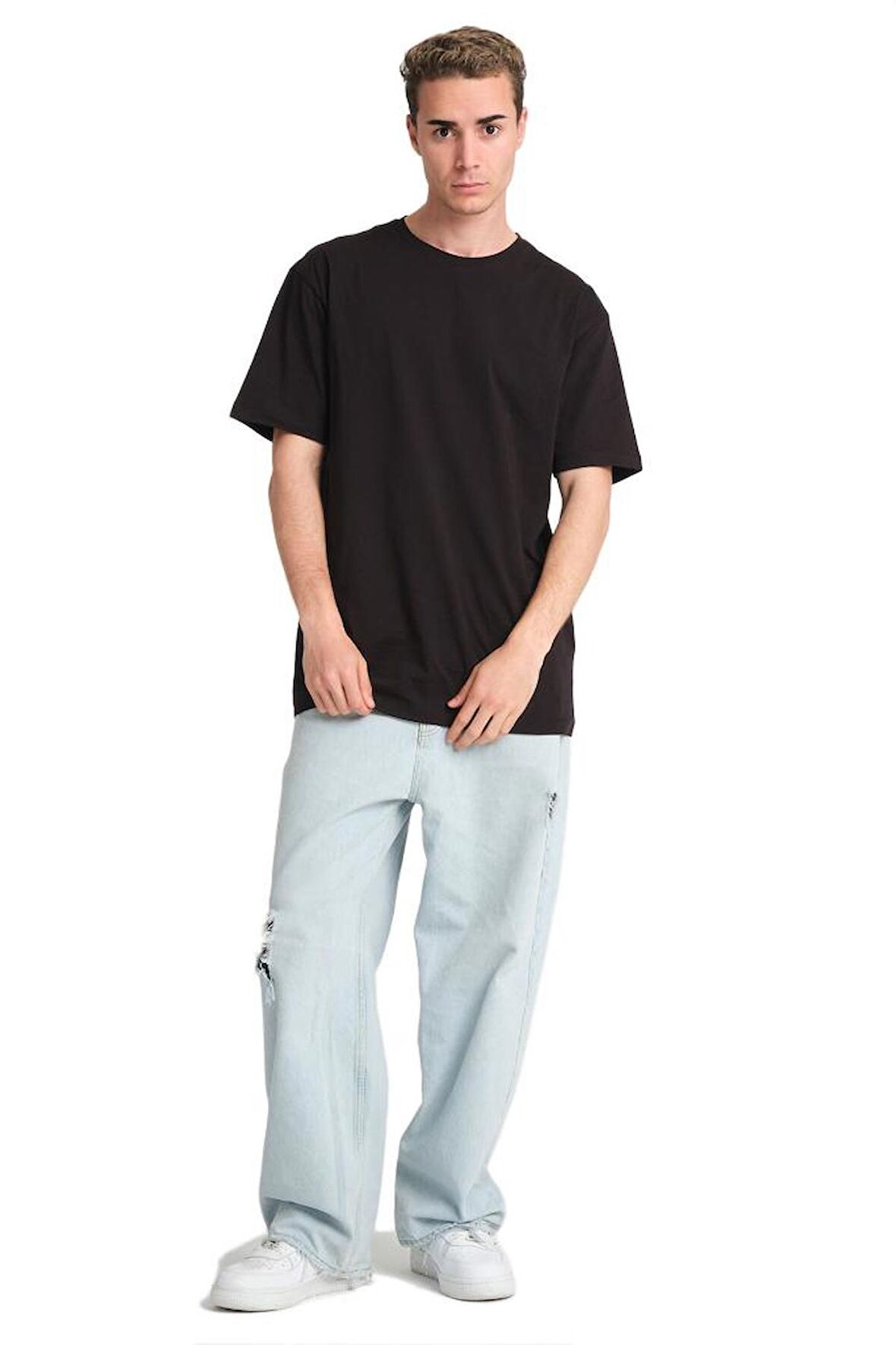 Erkek Tişört, Casual Model, Oversize, Bisiklet Yaka, Kısa Kol, Cepsiz Erkek Tshirt
