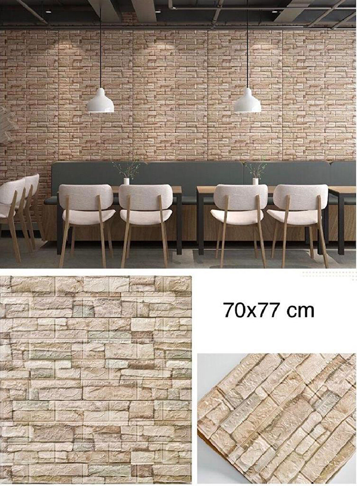 Kendinden Yapışkanlı Sütlü Köpük 3D Taş Desen Esnek Sünger Panel