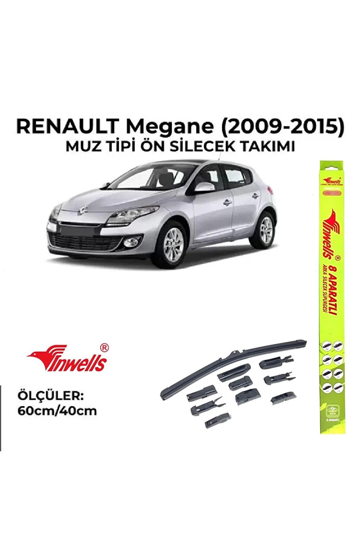 Renault Megane 3 (2009-2015) Ön Silecek Takımı 600x400mm (aparatlı) -