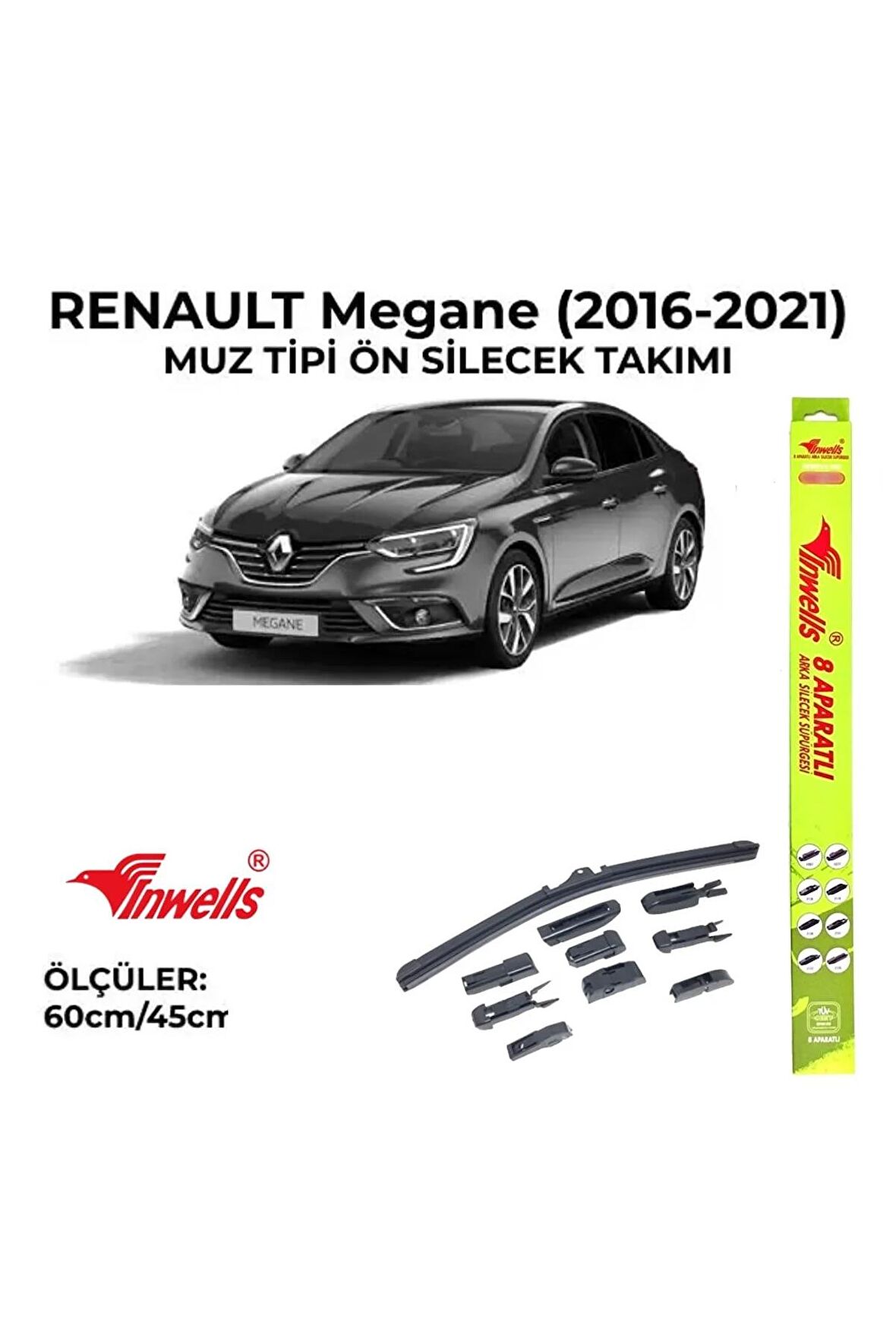 Renault Megane 4 (2016-2021) Ön Silecek Takımı 600x450mm (aparatlı) -