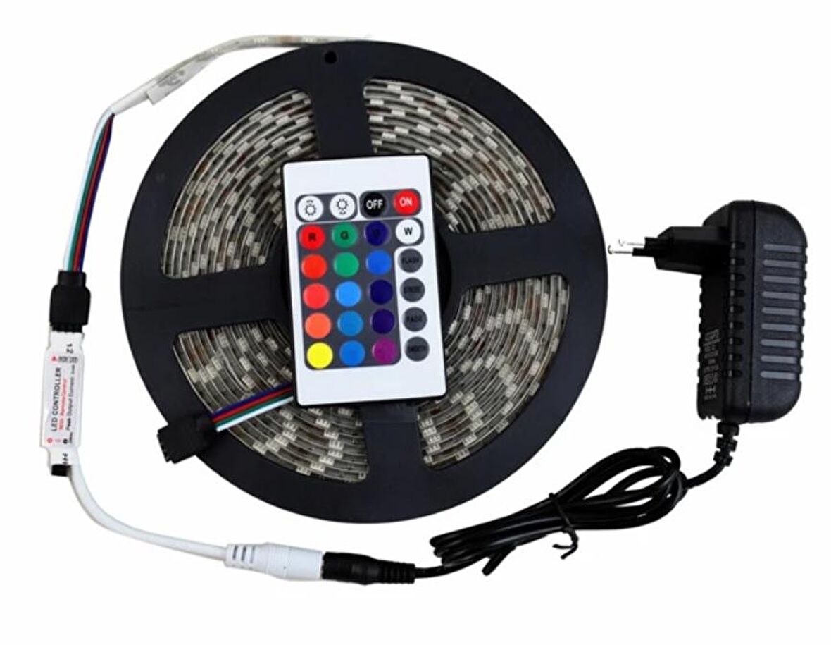 RGB LED Kumandalı İç / Dış Mekan 5 Metre Silikonlu Şerit Led