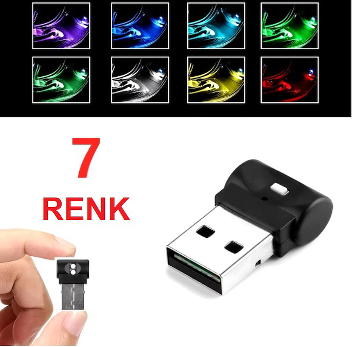 USB Disco Ambiyans Led 7 Renkli Mini Led 8cm