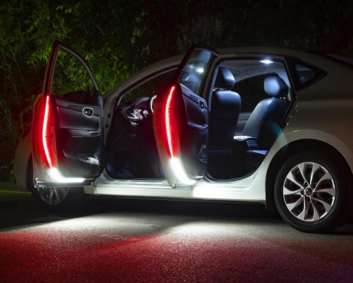 Kapı İkaz Led Krımızı Renk Uyarılılı Beyaz Zemin Aydınlatmalı Flexible Led 120cm