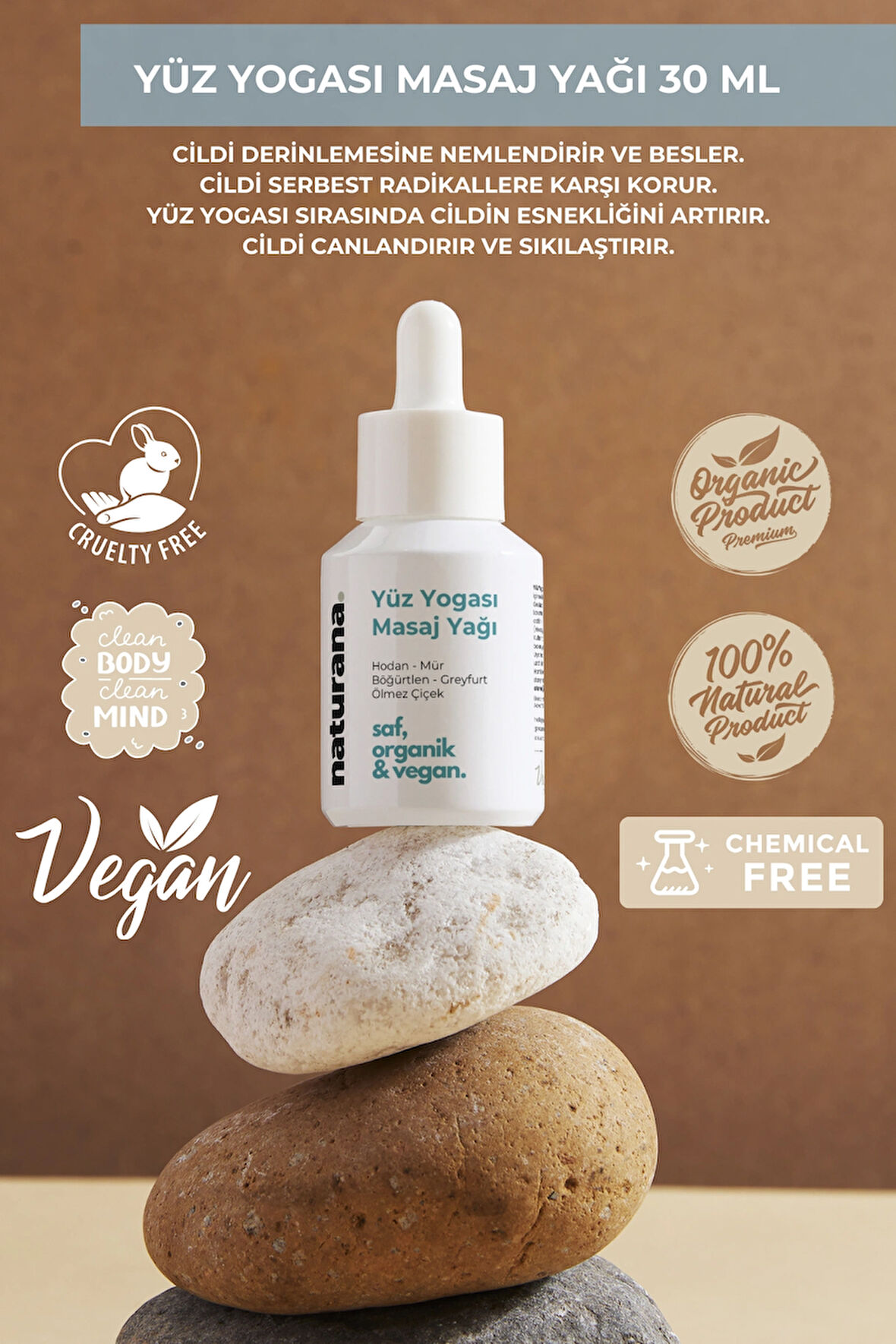 Yüz Yogası Masaj Yağı %100 Saf Doğal 30 ml