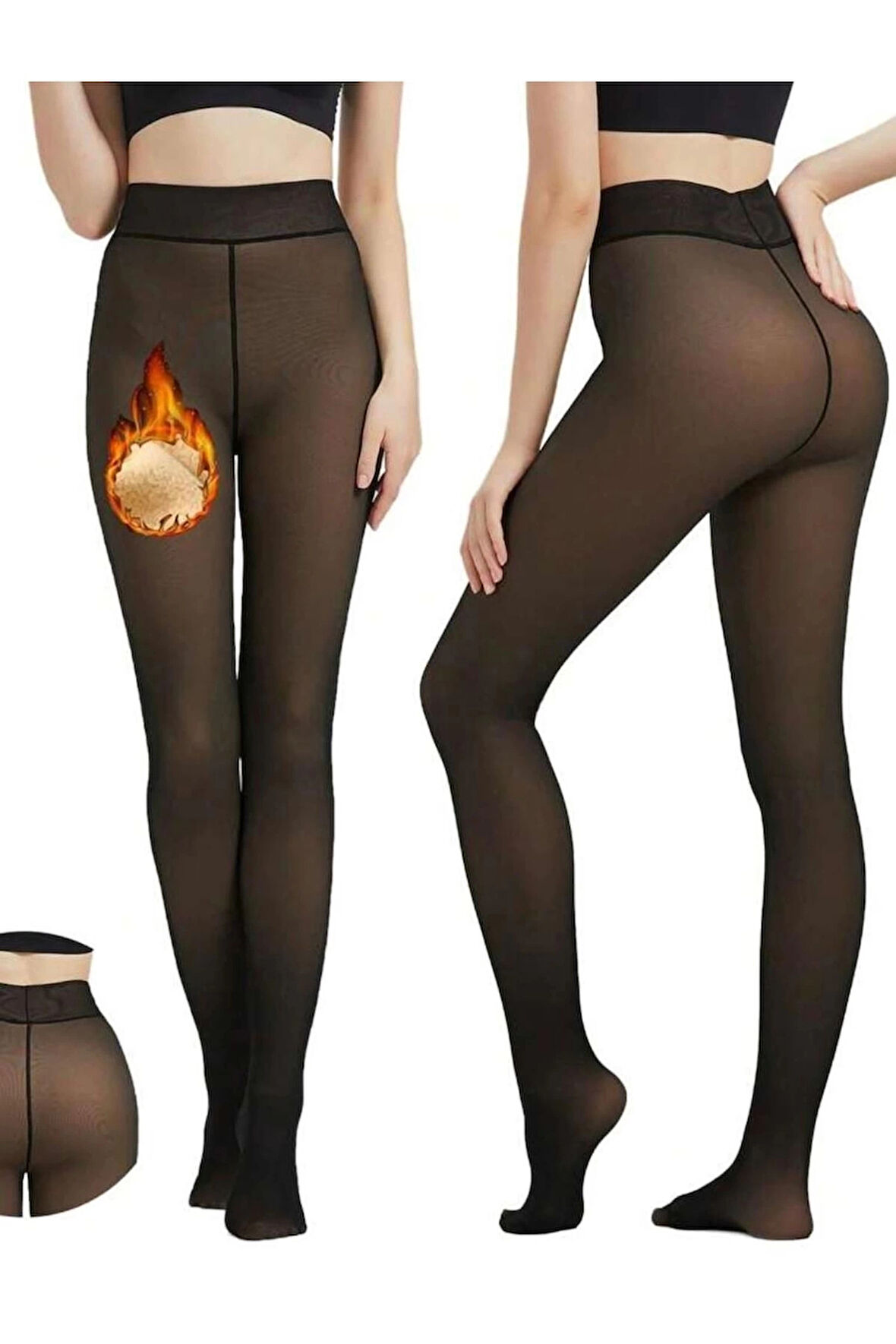 Termal Peluş Siyah Külotlu Çorap Pkc-581