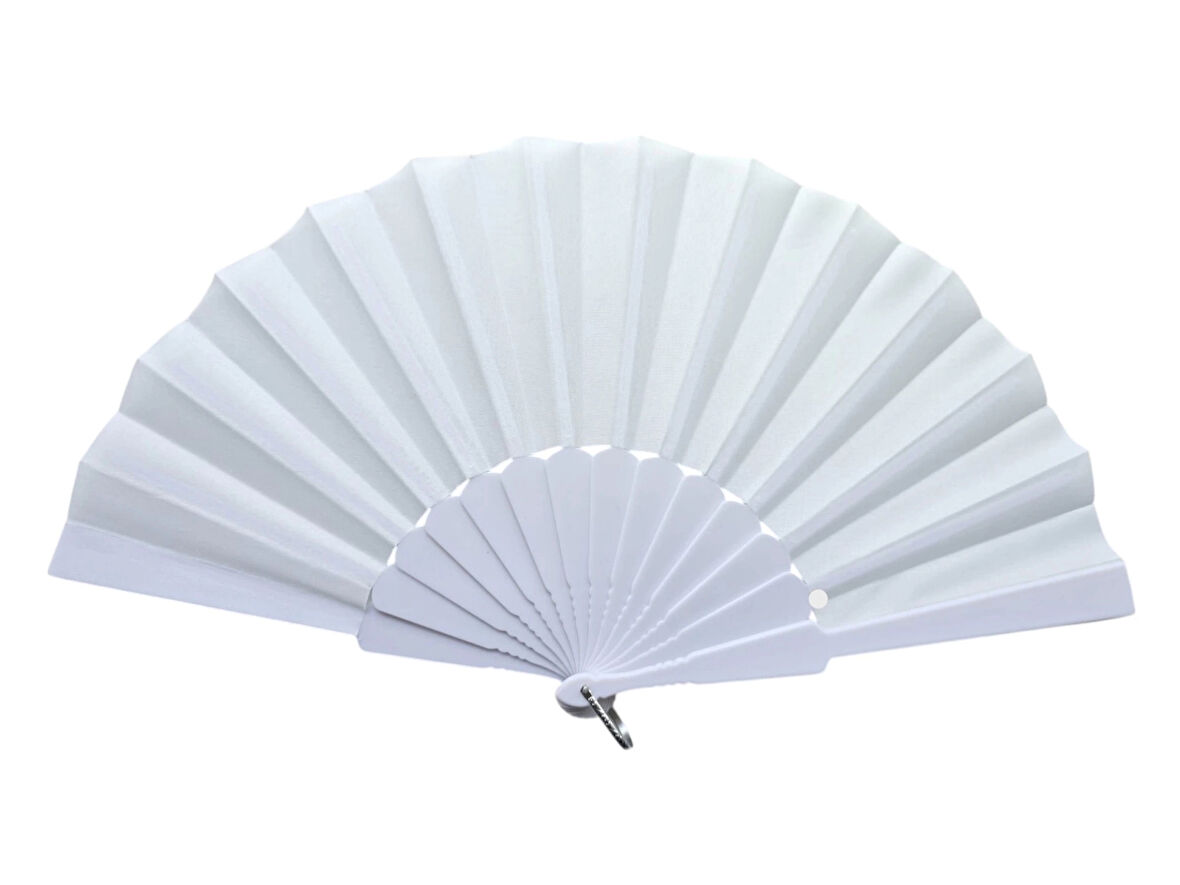 Plastik Düz Kumaş Yelpaze 12'li Beyaz