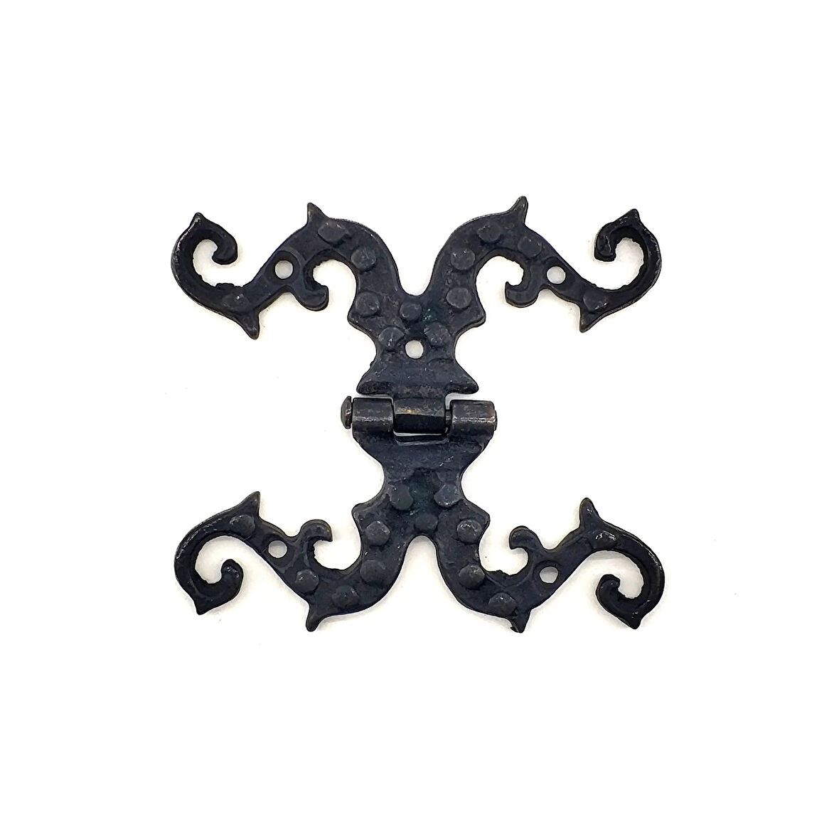 Antika Tarz Dekoratif Pirinç Süslü Menteşe - 100x90 Mm, Oksit