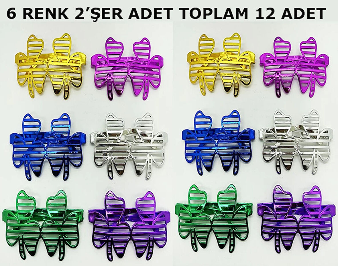 Vegas Casino Temalı Parti Gözlüğü 6 Renk 12 Adet