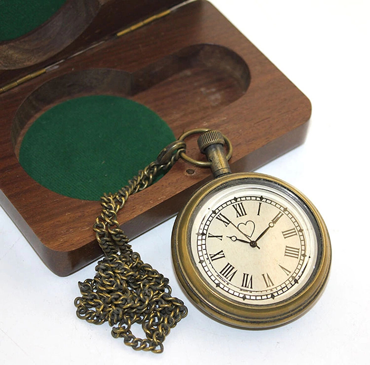 Ahşap Kutulu Pirinç Köstekli Saat Model 5