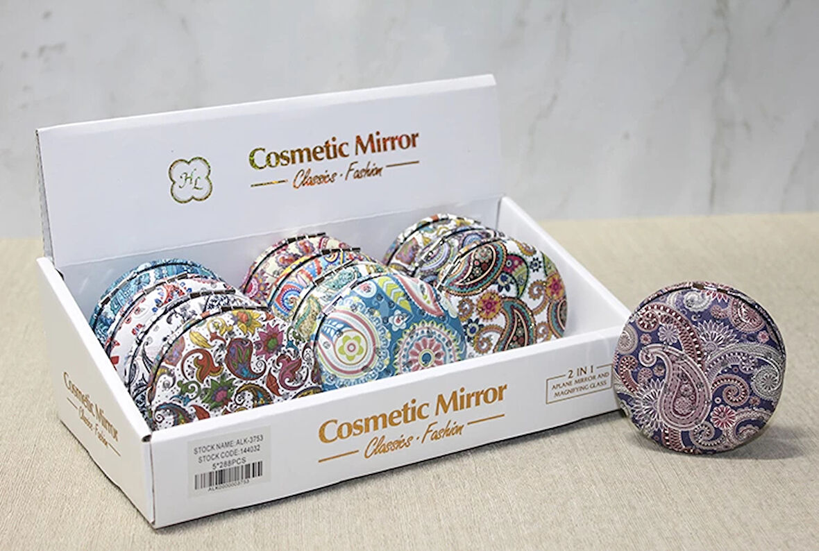 Taşlı Yuvarlak El Aynası Kalın Model 2