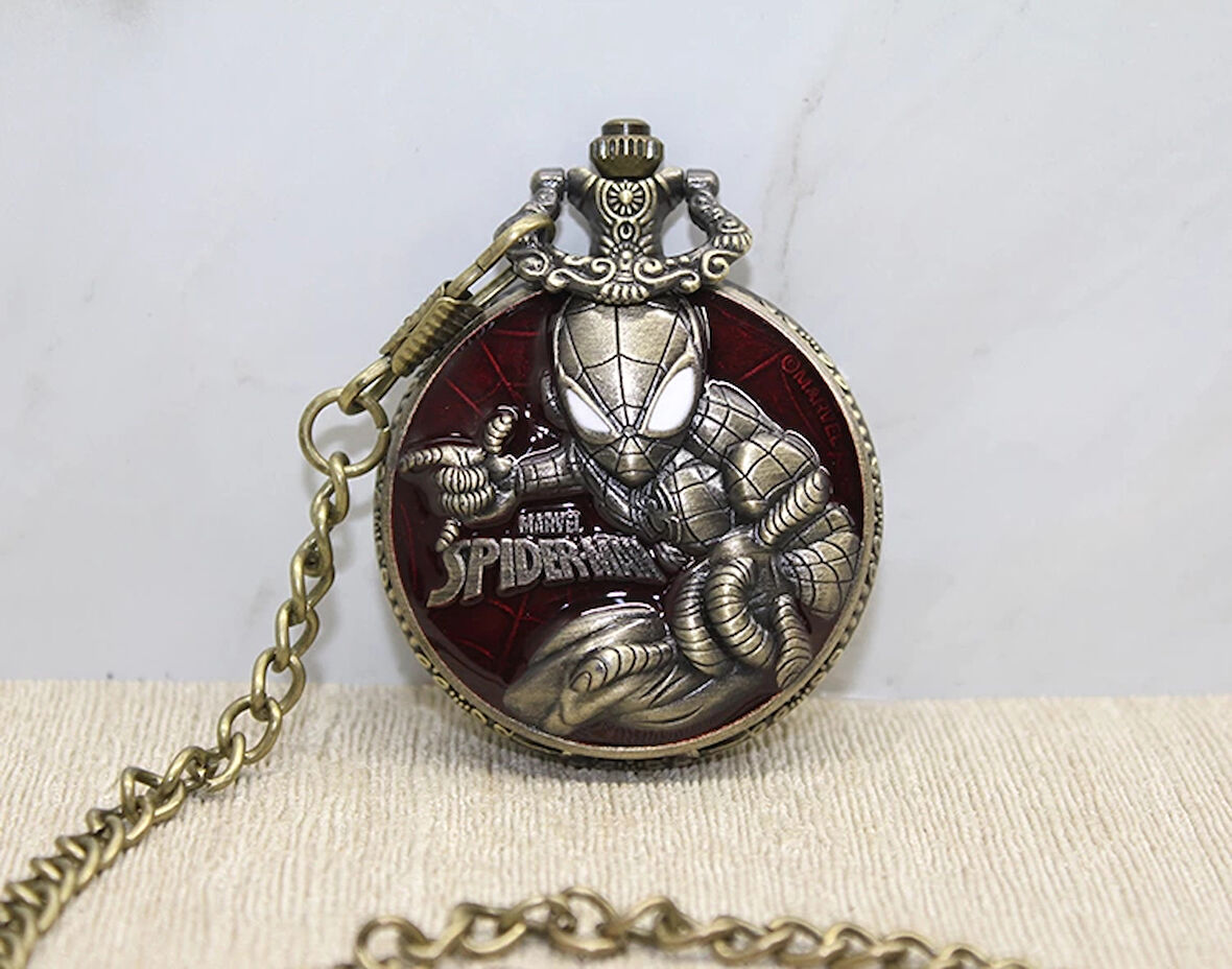 Spiderman Tasarımlı Köstekli Saat