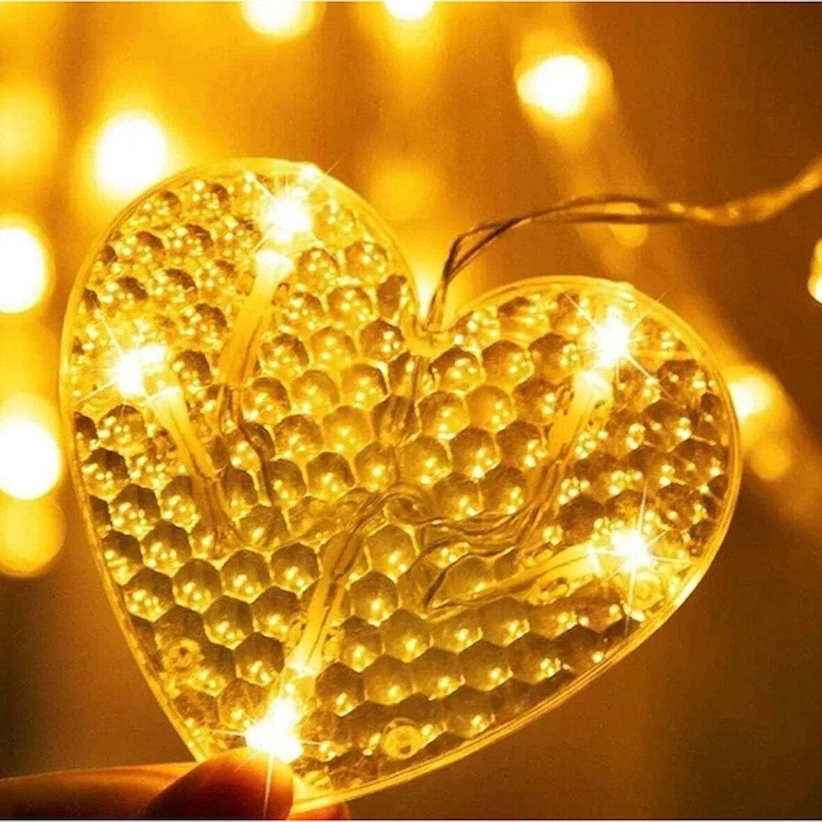 Kalp Perde Led Işık 3m 6 Sıra 12 Adet Gün Işığı