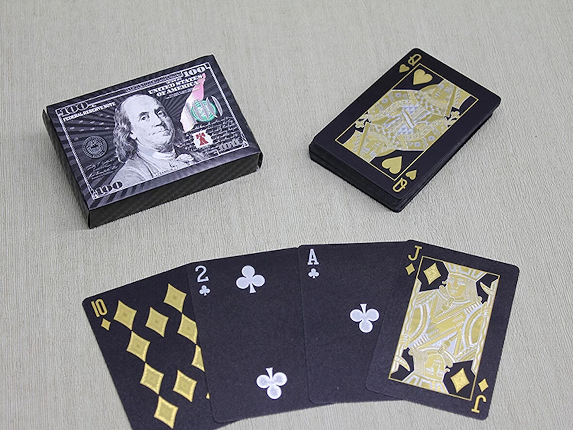 Gümüş Dolar Tasarımlı Siyah İskambil Oyun Kartı