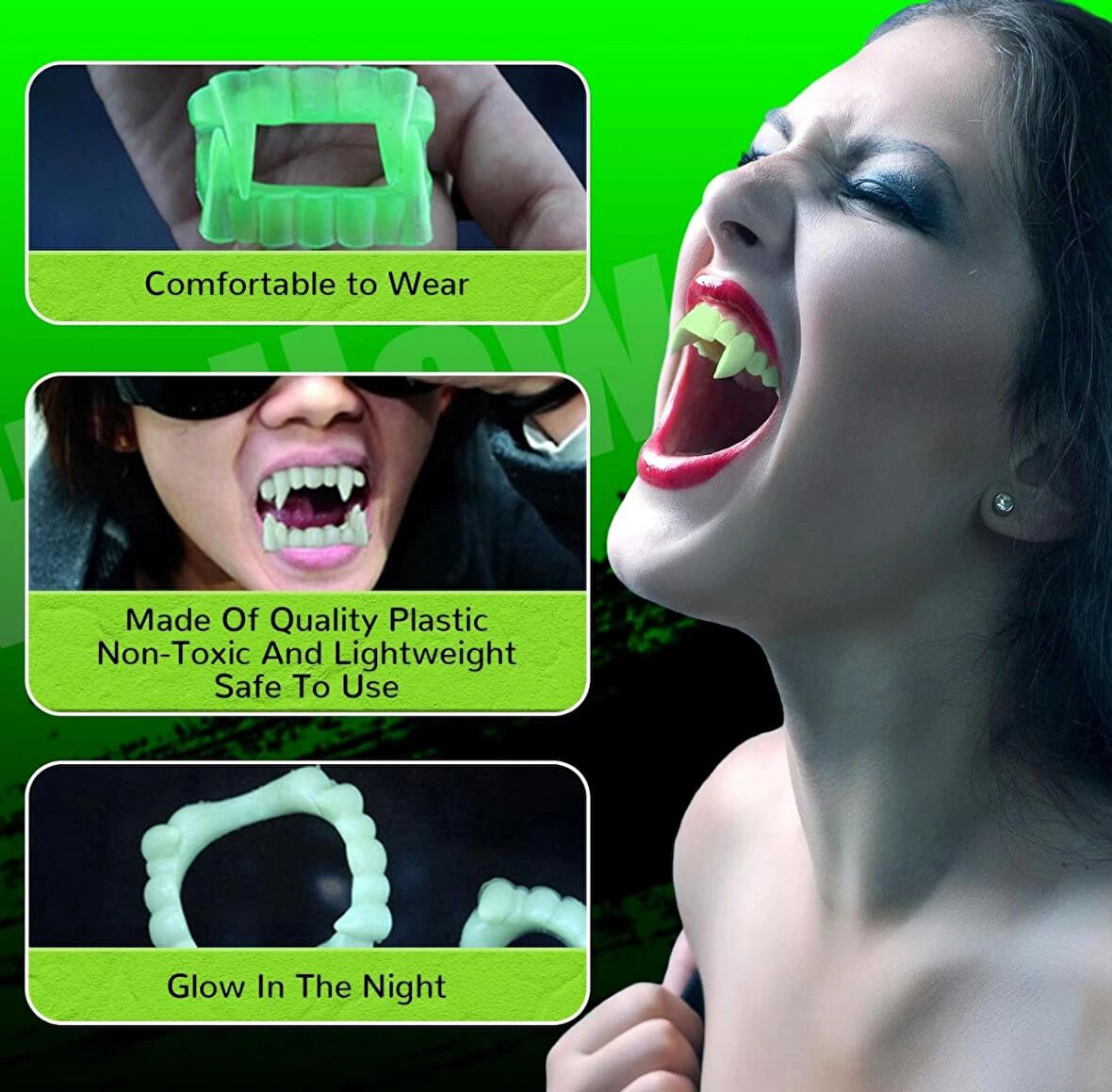 Fosforlu Çift Damak Takma Vampir Dişi