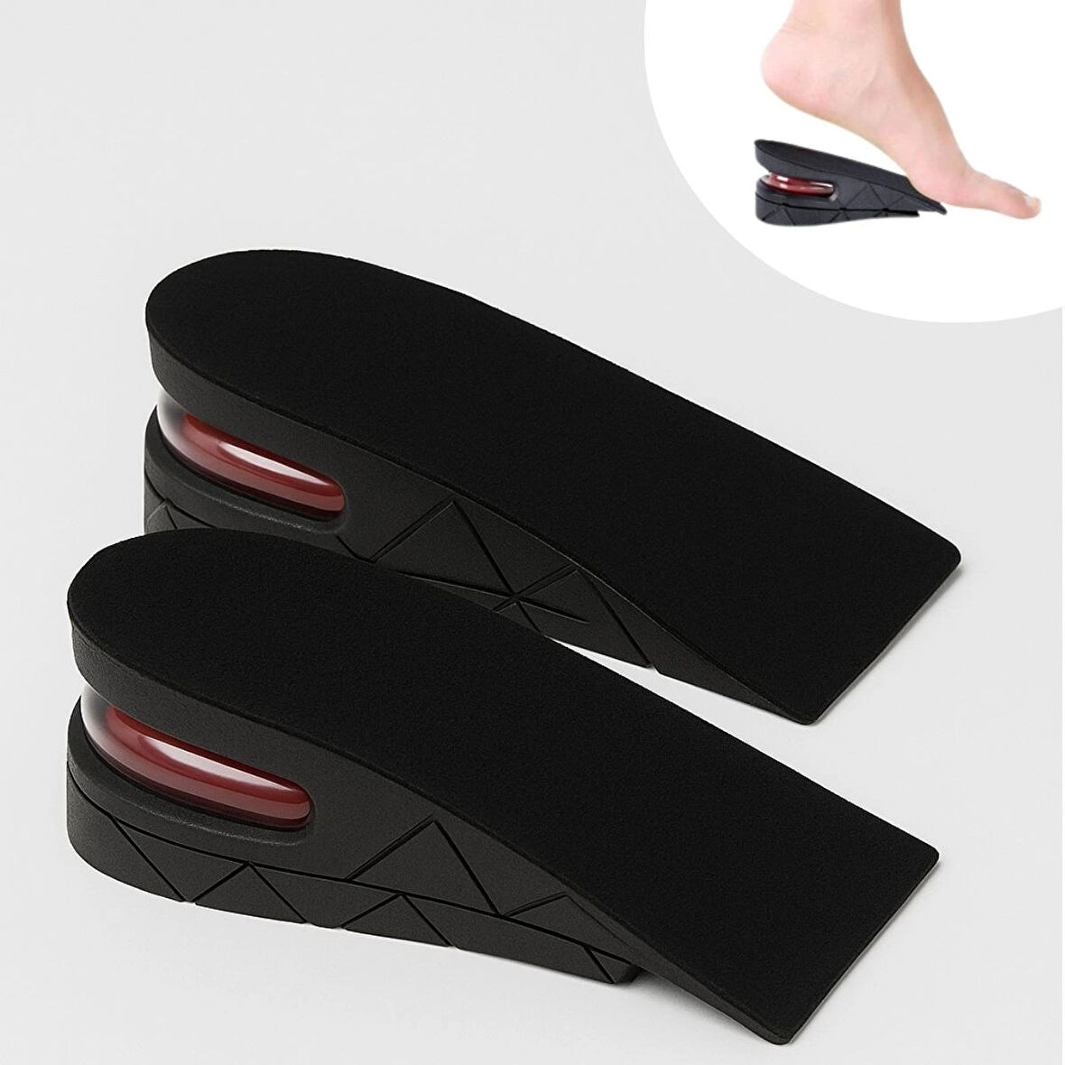 BUFFER® 5 cm Boy Uzatıcı Silikon Ortopedik Topuk Tabanlık – Yüksek Konforlu Gizli Yükseltici Ped (Unisex)