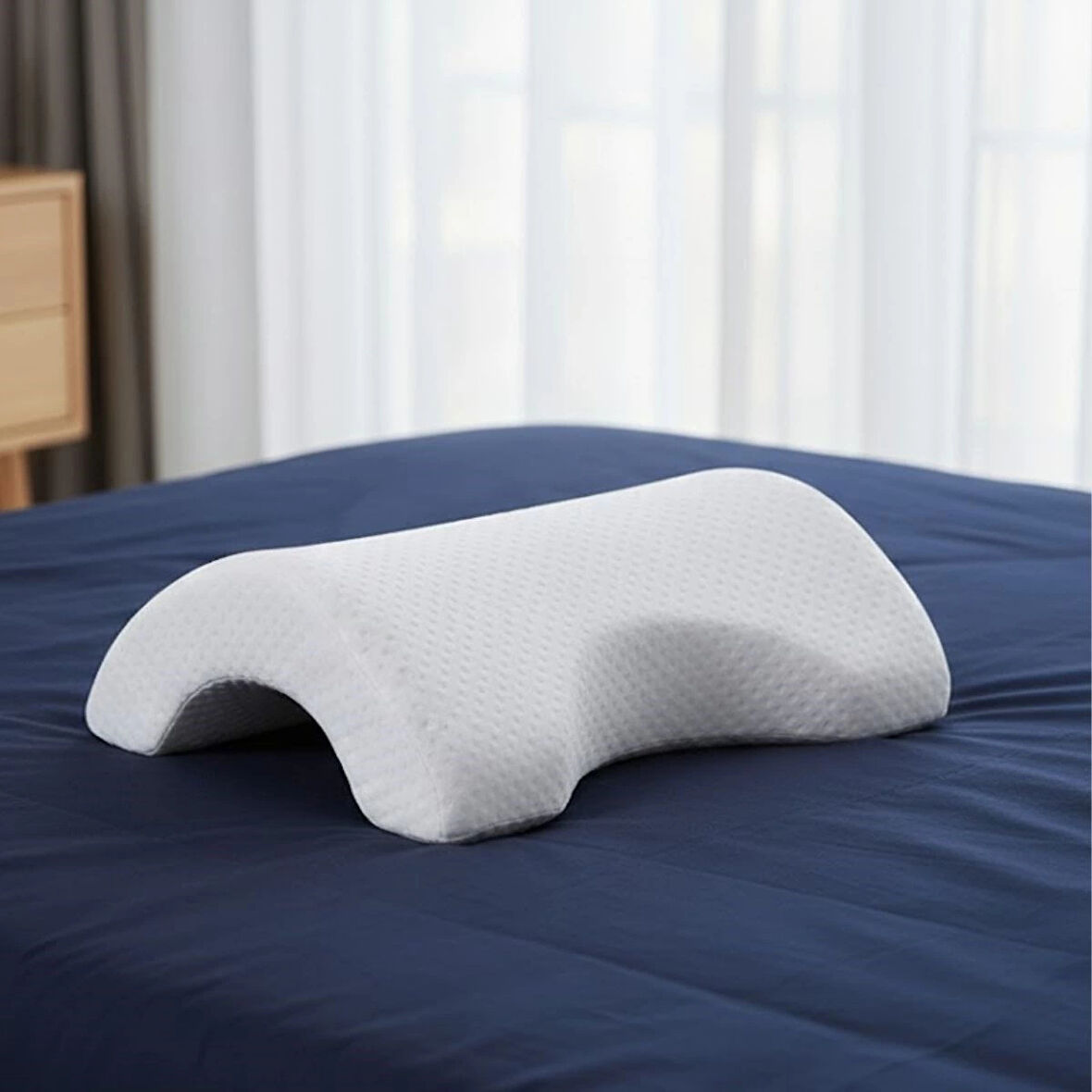 BUFFER® % 100 Visco Kavisli Ortopedik Yıkanabilir Kumaş Kılıflı Bel Boyun Bacak Ağrıları İçin Yastık