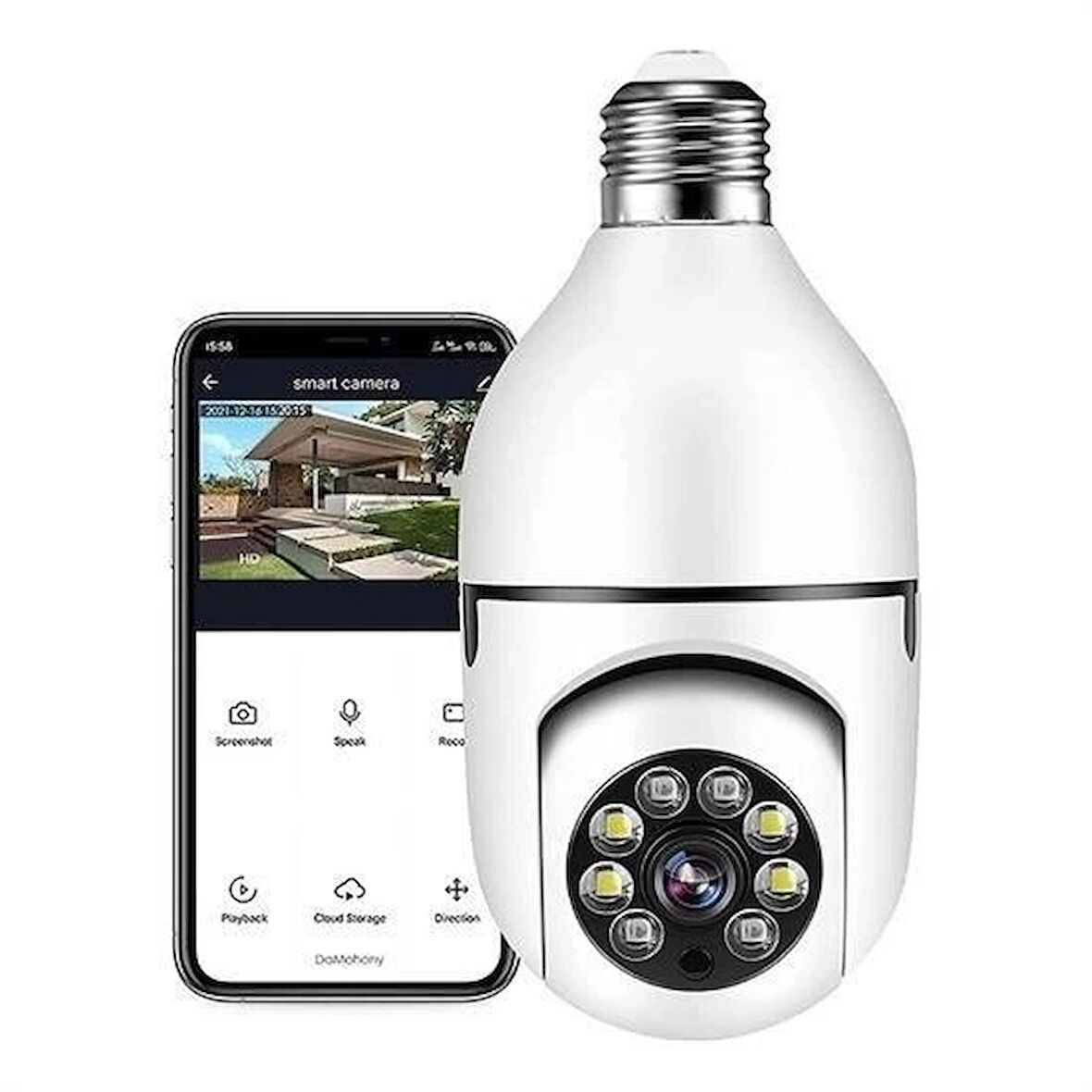 BUFFER® WiFi 360 Panoramik Ampul Kamera Gece Görüş Ses Akıllı Hareket Algılayıcı