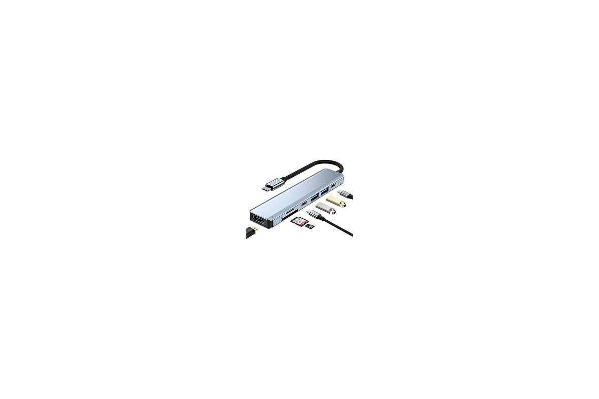 Apera TR-35 7 Port Mac Uyumlu Thunderbolt 3 ile Uyumlu HUB Type-C to 4K HDTV 2x USB3.0 2x USB C PD Şarj Micro SD ve SD Kart Okuyucu