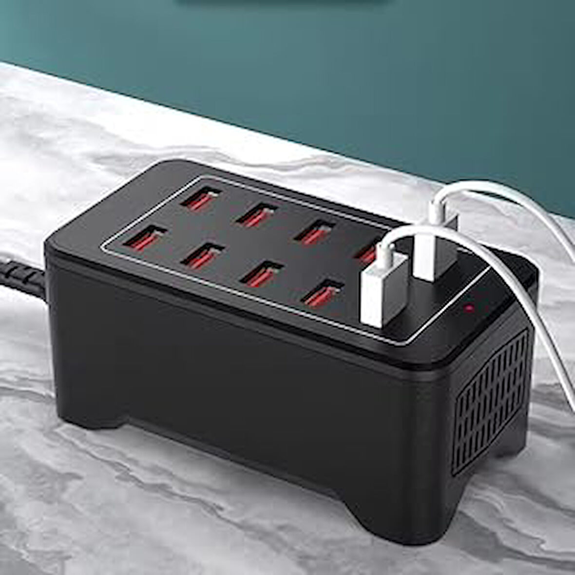 10 Port USB Çoklayıcı Çoğaltıcı USB Hızlı Şarj Cihazı İstasyonu, Çoklu USB Masaüstü Şarj Cihazı, Siyah