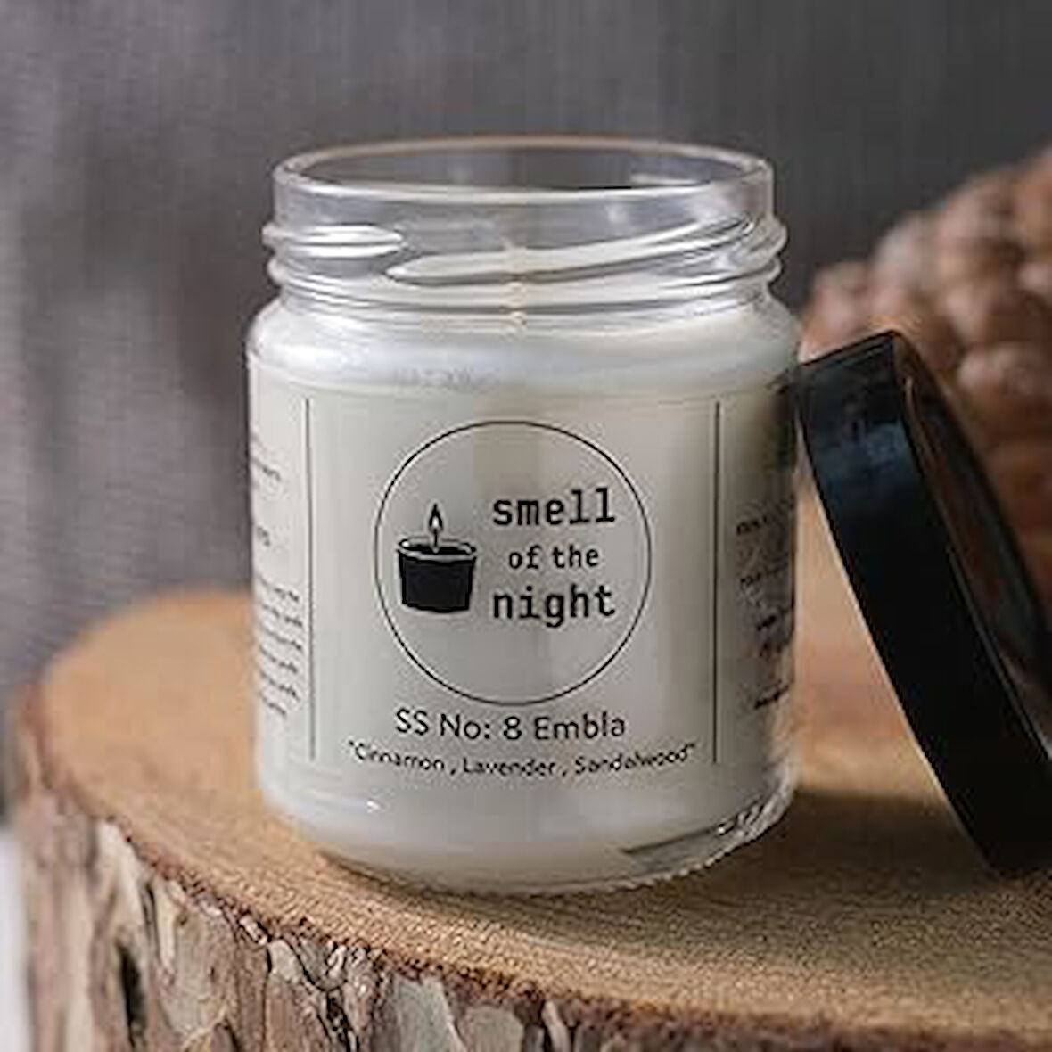 Smell of the Night En verimli kavanoz soya mumu, tertemiz yanar, Kokulu soya mumu,%100 El Yapımı mum, Doğal, Sağlıklı, Mandalina,Kahve,Sandal Ağacı kokulu